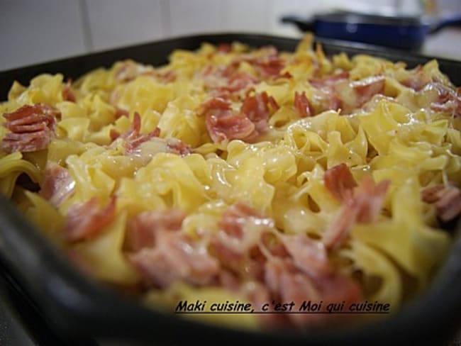 Gratin de pâtes façon carbonara