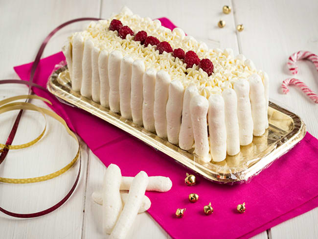 Bûche de noël aux framboises façon vacherin glacé