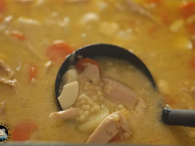 Soupe de perles aux légumes et poulet