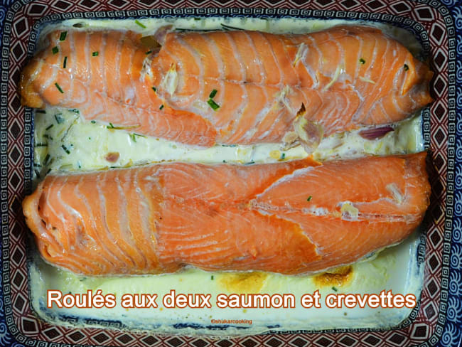 Roulés aux deux saumons et crevettes