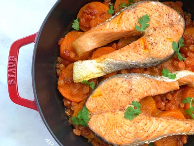 Tajine de saumon, patates douces et Ras El Hanout 