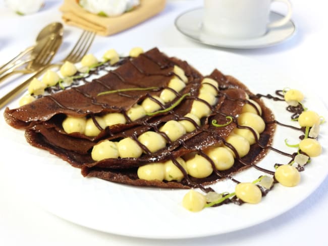 Crêpes au chocolat sauce citron vert