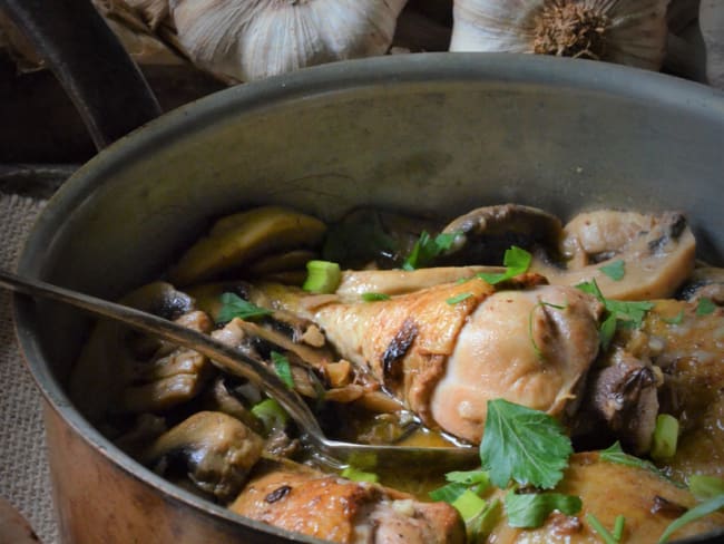 Cuisses de poulet aux champignons façon grand mère