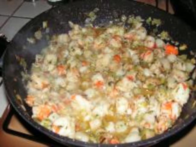 Gambas et Noix de Pétoncles au Vin Blanc