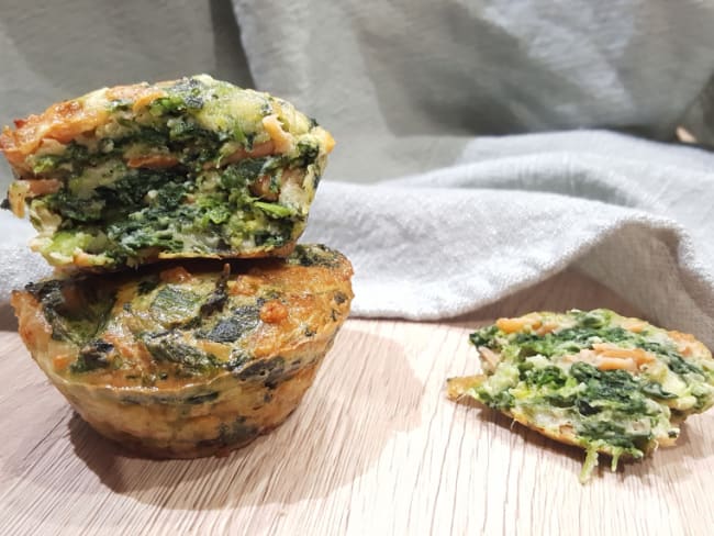 Miam Spinach ou muffins épinard, saumon fumé et fromage