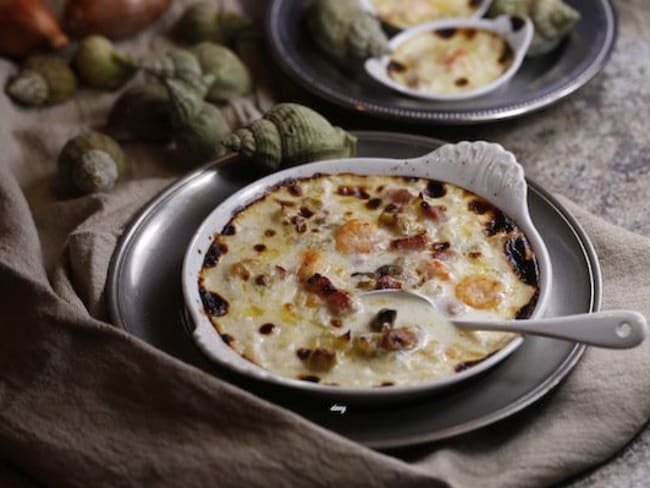 Gratin de crevettes et bulots