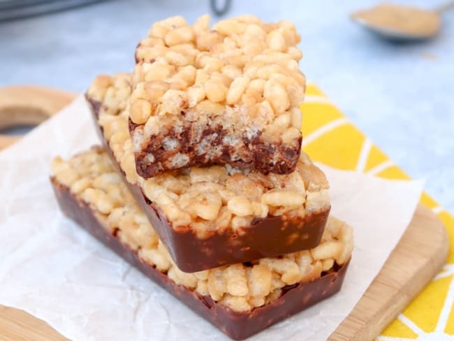 Barres croustillantes au chocolat et riz soufflé