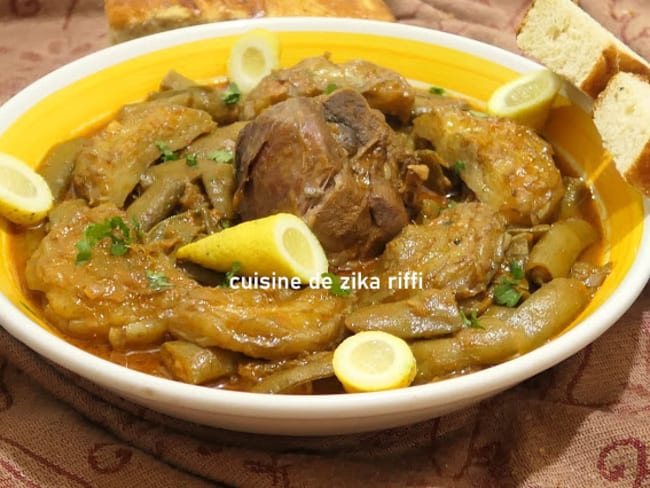 Tajine d'agneau aux fèves et artichauts