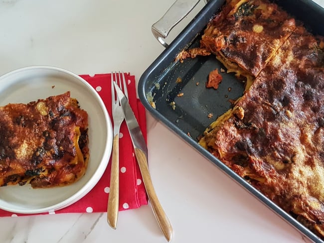 Lasagne épinard, sauce tomate, gingembre