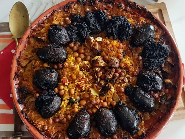 Arros el forn ou riz au four aux blettes et boudins 