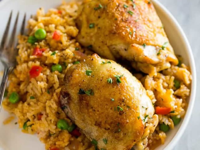 Cuisses de poulet et riz