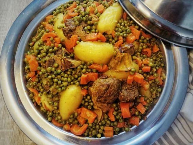 Tajine de petits pois à la viande