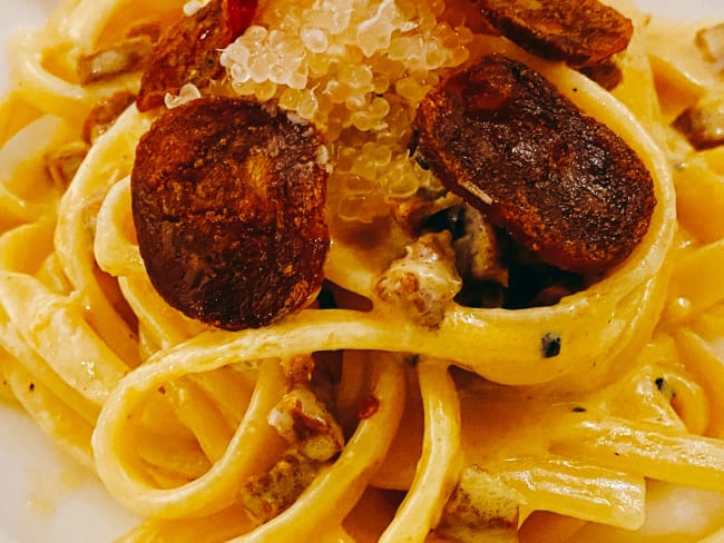 Tagliolini au citron et saucisson piquant