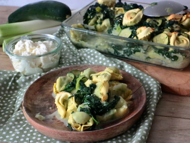 Gratin de pâtes tortellini à la brousse de brebis