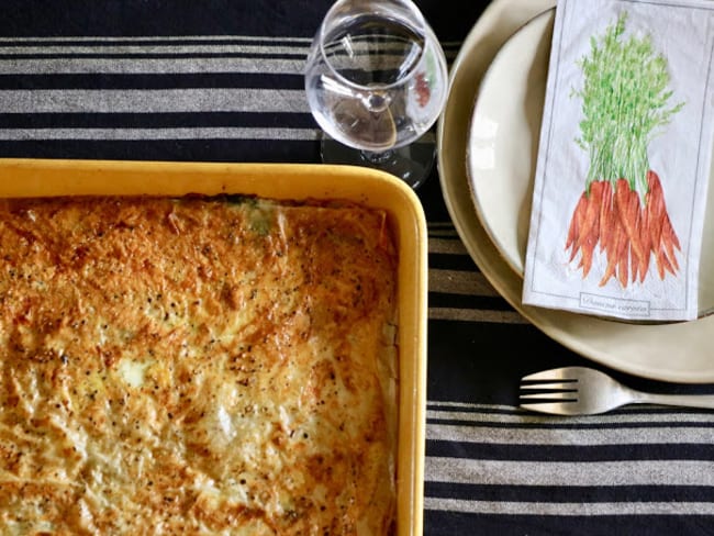 Lasagnes de feuilles de blettes, pâte de filo et feta