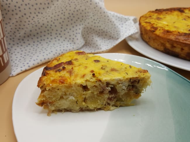 Quiche sans pâte à la courge spaghettis, chèvre et lardons