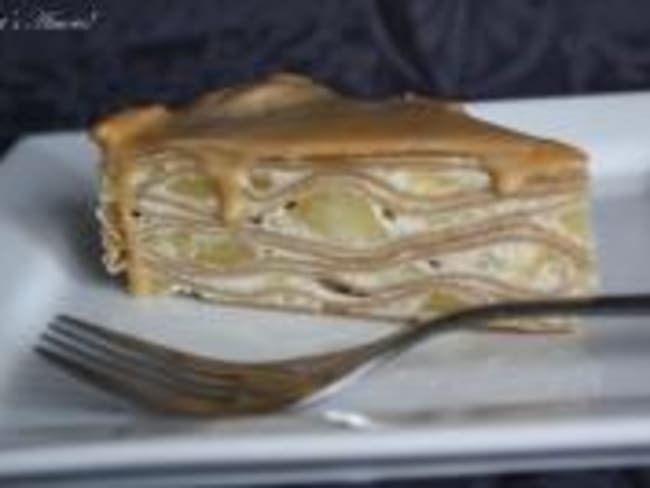 Gâteau de Crêpes Spéculos, Pommes et Caramel au Beurre Salé