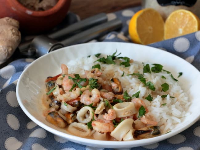 Fruits de mer à l'ail et au gingembre