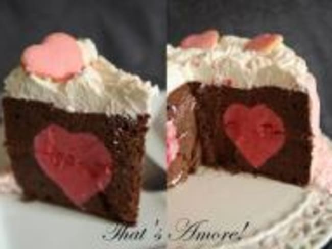 Gâteau de la St Valentin aux Framboises et Chocolat