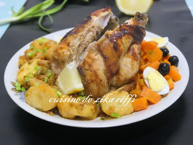 Poulet rôti au four et son torchi de légumes