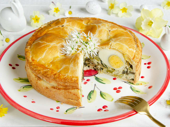 Tourte artichauts asperges ail des ours