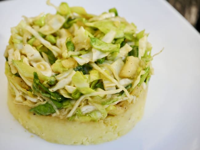 Salade de choux et fenouil alcaline sur purée de pommes de terre - Recette alcaline facile et anti-gaspillage
