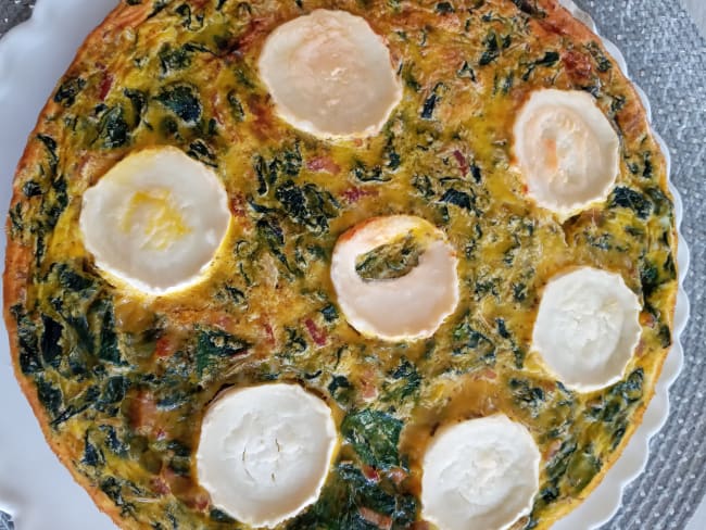 Quiche sans pâte WW épinards, bacon et chèvre