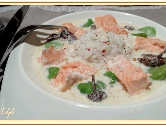 Blanquette de saumon aux fèves