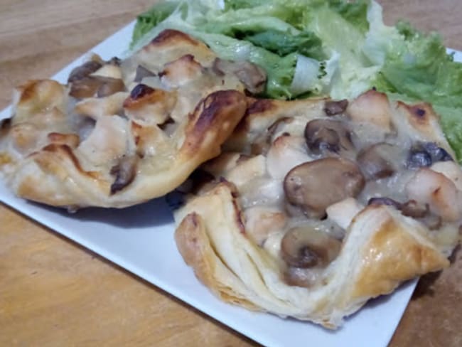 Les paniers feuilletés au poulet et champignons