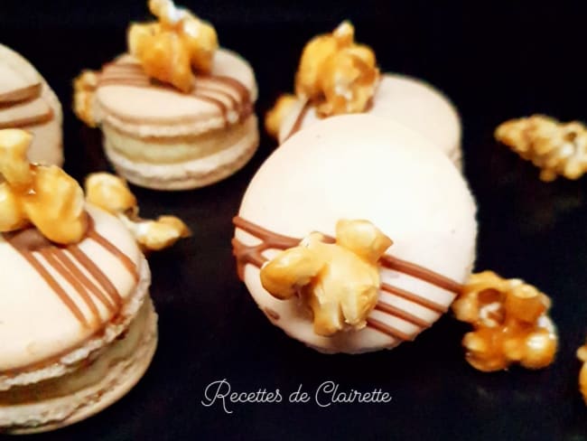 Macarons pop corn pour le dessert