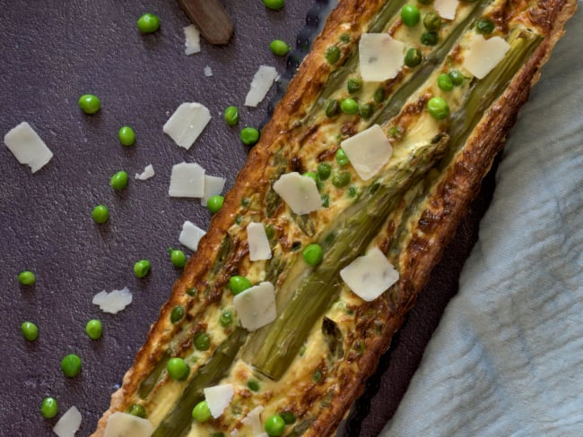 La tarte aux asperges et aux petits pois