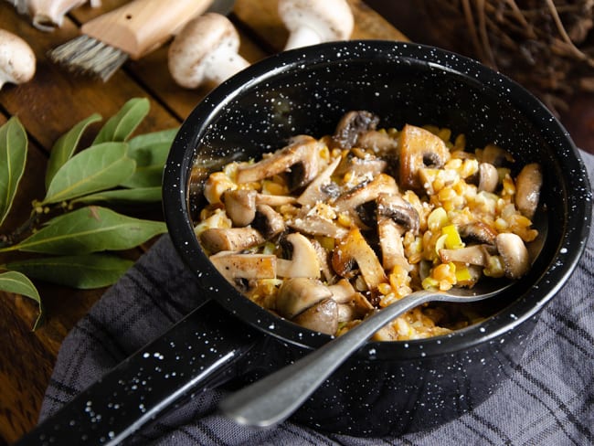 Risotto épeautre champignons