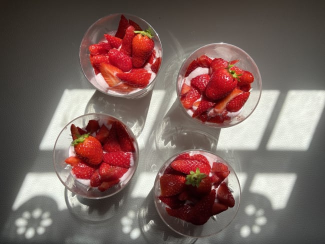 Mousse aux fraises en verrines