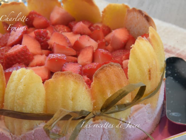 Charlotte aux madeleines et mousse de fraises