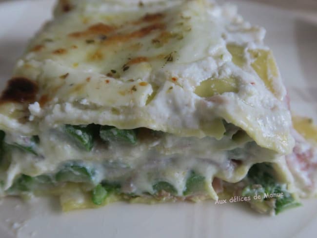 Lasagnes aux asperges vertes et speck