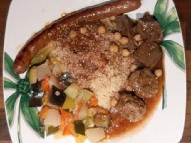 Couscous maison légumes, agneau, bœuf, merguez