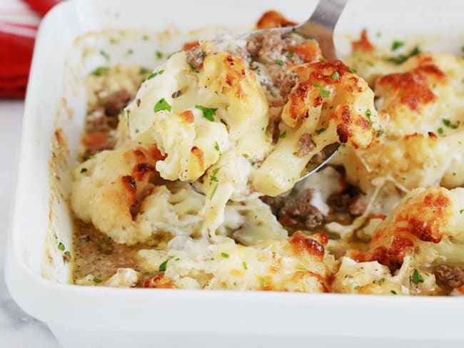 Recette gratin de chou fleur viande hachée et sauce béchamel