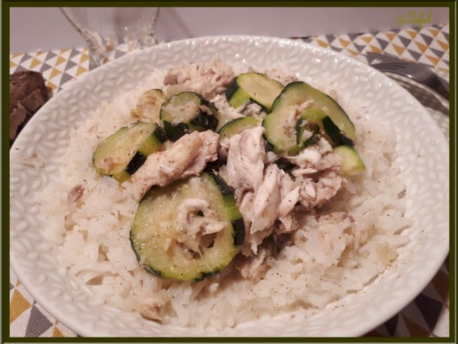 Courgettes et poisson maigre corvina rex au lait de coco