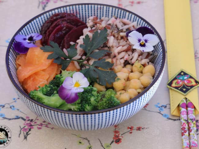 Buddha bowl riz pois chiches aux légumes