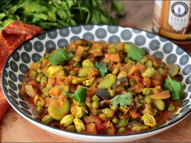 Curry de fèves et petits pois