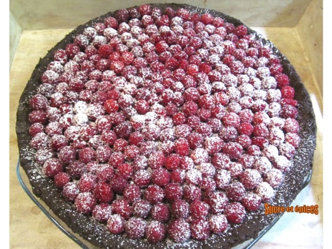 Tarte intensément chocolat aux framboises