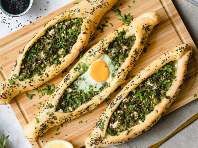 Pide Végétarienne Épinards, Menthe, Feta