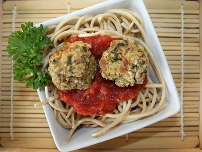 Boulettes de courgettes et haricots au four