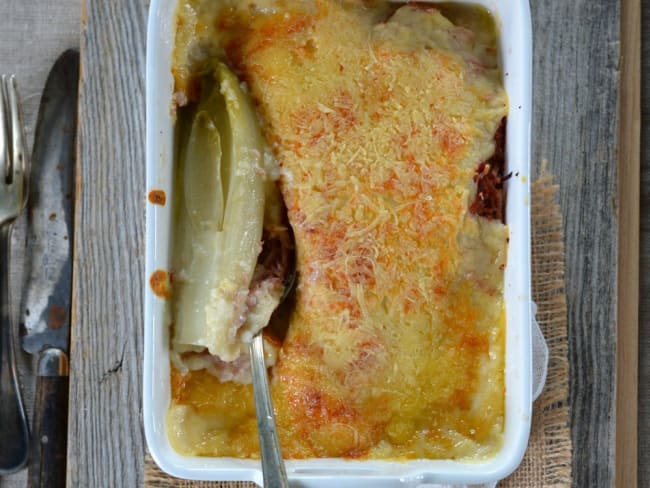 Gratin réconfortant d'endives au jambon