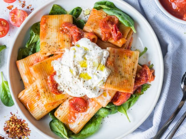 Rigatoni sauce tomate et burrata