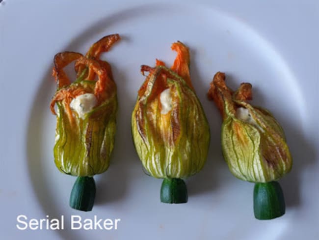 Fleurs de courgette farcies à la brousse et aux herbes