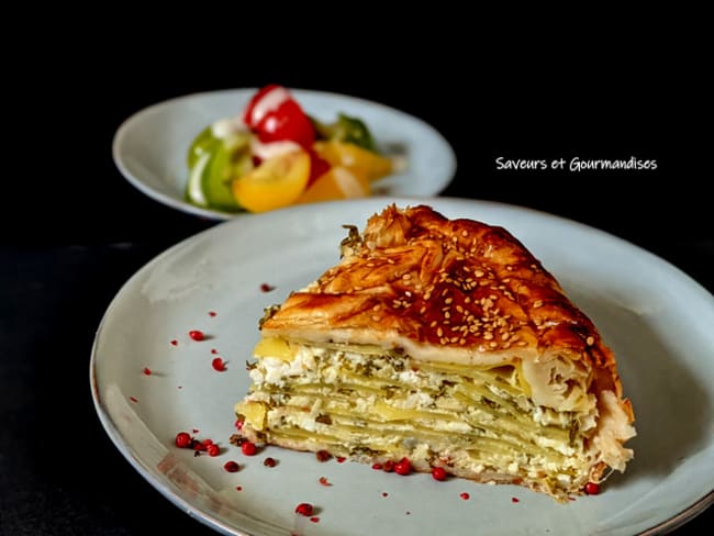 Tourte de pommes de terre au fromage et aux herbes