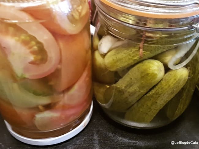 Cornichons, pickles et tomates au vinaigre