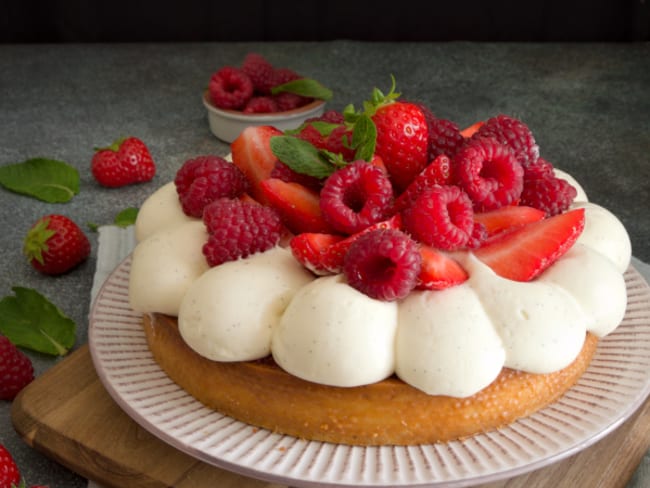 La tarte à la fraise et à la framboise