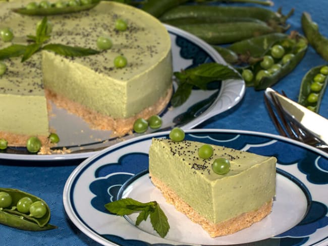 Cheesecake petits pois et menthe